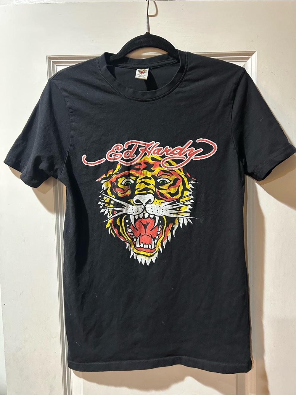 Ed Hardy Black Short-Sleeve Tee with Multicolor Tiger Graphic